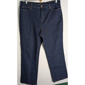 Lands' End Jeans Womens 16P (36x27) Petite Blue High Rise Straight Denim (802)